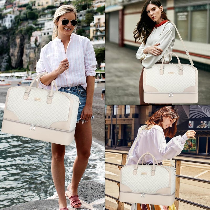 ITIEZY Weekender Bag for Women, Travel Duffel Bag Carry On Overnight Bag with Shoe Compartment Large Nylon Travel Weekend Tote Bag - Image 3
